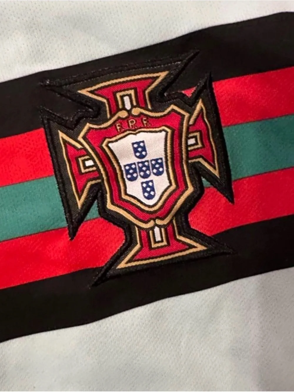 Soccer Jersey with Black, Red and Green Stripes